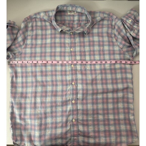 Faherty Blue Pink White Plaid Long Sleeve Cotton Men's Shirt Size XXL - Picture 10 of 14